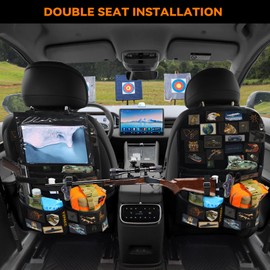 Yzpacc Universal Tactical Patch Display Board Hook & Loop Panel and Tactical MOLLE Seat Organizer for Trucks/SUVs with GN Holder Straps and Clear-View Pocket