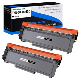 KCMYTONER 2 Pack Compatible Toner Cartridge Replacement for Brother TN660 TN630 High Yield Black to use with HL-L2380DW HL-L2320D HL-L2300D DCP-L2540DW HL-L2340DW HL-L2360DW MFC-L2720DW Printers