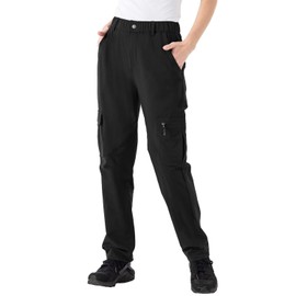 Rdruko Women's Hiking Pants Petite Lightweight Water-Resistant Quick Dry Travel Cargo Work Pants with Zipper Pockets Black X-Small