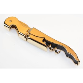 Gold Plated Corkscrew Double Hinge Waiters Wine Key/Bottle Opener # CHGLD