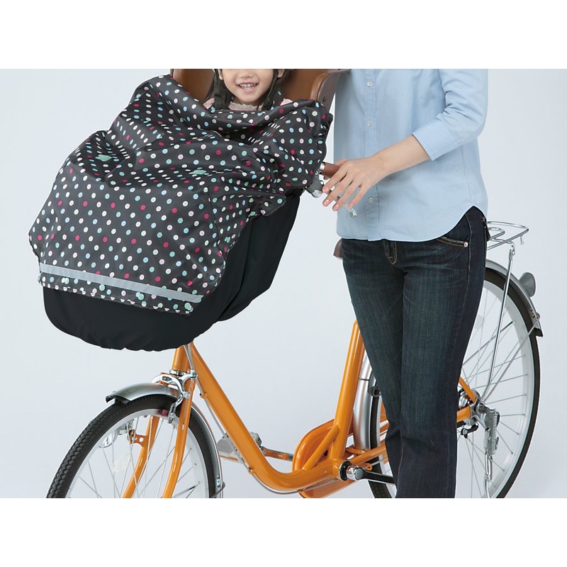 Kawasumi Seisakusho KW-747BD/BK Bicycle Front Child Cover, Black/Color Dot