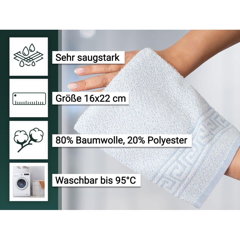 ZOLLNER Set of 20 Wash Mitts 16 x 22 cm