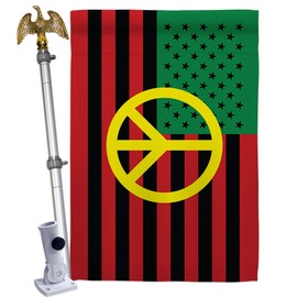 African American Peace House Flag - Eagle Set Support Awareness Afro United State Black Lives Matter - Decoration Banner Small Garden Yard Gift Made in USA 28 X 40
