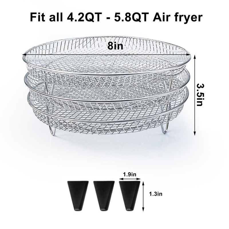 Upgrade Air Fryer Rack, Three Stackable Dehydrator Racks for Gowise
