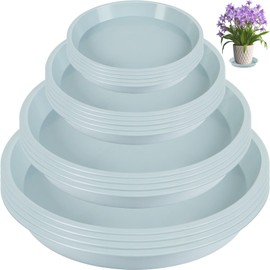 Augshy 18 Piece Plant Tray, 4/6/8/10 inches 4 Sizes Transparent Plastic Flowerpot Tray Heavy Plant Drip Tray for Gardens, Balconies and Indoors