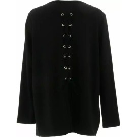 Rhonda Shear Women's Cowl Neck Lace Top (628370), Black, Medium