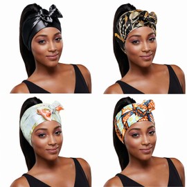 Red by Kiss Edge Laying Scarf Wrap for Hair Edge Silky Satin Scarf 4 PACK