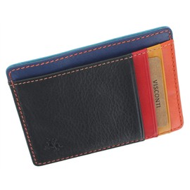 VISCONTI Slim Collection Stealth Leather Card Holder RFID Blocking VSL58 Black/Hawaii