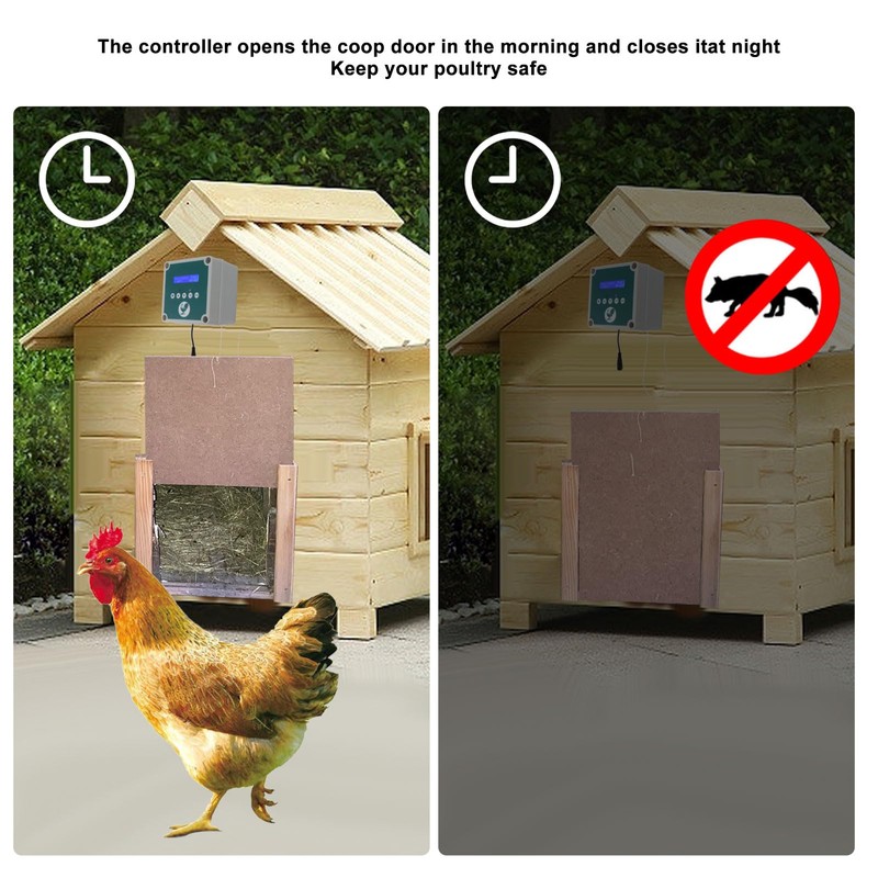 Automatic Chicken Coop Door Controller, IP44 Cage Opener Remote Control