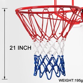 2 Pack Heavy Duty 12 Loops Basketball Net, Red/White/Blue Basketball Mesh,Standard Size Basketball Net Replacement Fits Indoor or Outdoor Rims