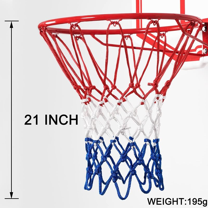 2 Pack Heavy Duty 12 Loops Basketball Net, Red/White/Blue Basketball