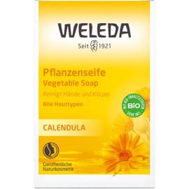 WELEDA Organic Calendula Plant Soap, Vegan Natural Cosmetics Hand Soap with Essential Oils Cleans and Nourishes the Skin Especially Gently Creates a Creamy Foam (1 x 100 g)