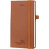 POPRUN Pocket Calendar 2024 Small 16.5 x 9 cm (Jan.2024-Dec.2024) - Calendar 2024 with PU Leather - Diary 1 Week 2 Pages with FSC® Certified Paper - Brown