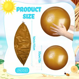 Raiten 12 Pcs Beach Ball Inflatable Beach Balls Large Inflatable Ball Floating Ball for Swimming Pool Party Favors Outdoor Activities Summer Birthday Party Supplies (Gold,12 Inch)