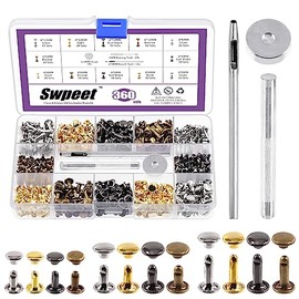 Swpeet Remaches de doble tapa para manualidades de piel (N5)