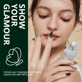 NXJ INFILILA Green Gel Nail Polish, 15ml 0.51oz Dark Green Gel Nail Polish, Hema Free Forest Green Color UV Nail Lamp Winter Christmas Gel Polish Soak Off UV Gel Nail Manicure DIY Gift for Women Girls