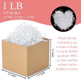 Crinkle Cut Paper Shred Filler,1 LB White Shredded Paper for Gift Boxes Bags Basket Filler Decoration,Grass Cushion Stuffing for Christmas,Thanksgiving Packaging Wrapping ﻿