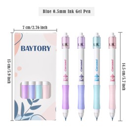 BAYTORY 4 Pcs Erasable Gel Pens, 0.5mm Retractable Spinning Rub Out Pen with Eraser, Smooth Writing Pens for School Office Home (Carousel Blue)