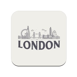 Cork Coaster - London Minimalist London Travel England - 1 Piece (95x95mm)