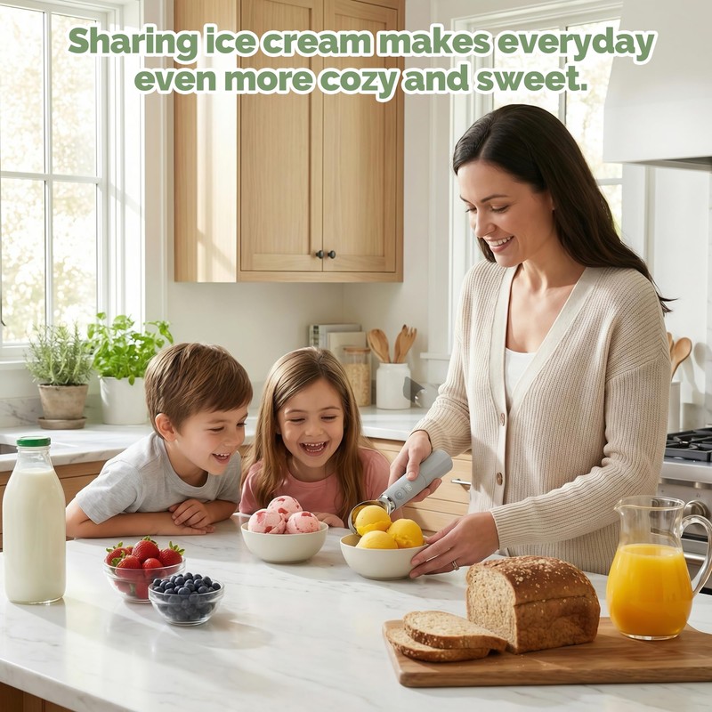 Heated Ice Cream Scoop, Rechargeable Removable Battery, 30s Heat to
