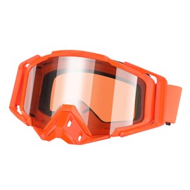 HNJOKE Motorcycle Goggles Riding Goggles ATV for Adults Men, Ski Windproof Glasses, Orange Frame Clear Lens