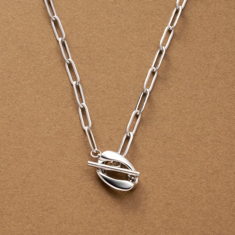 Cream Dot Necklace, Women's, Popular, Hypoallergenic, Stainless Steel, Surgical Stainless