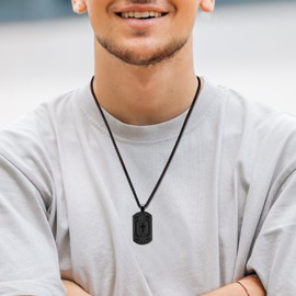 Fervia Basketball Bible Verse Cross Necklace for Men Stainless Steel Black Religious Gift Basketball Sports Jewelry for Men Boys Kids Teen with Stainless Steel Chain 22+2 inch(John 3:16)