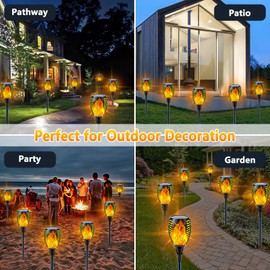 Upgraded Larger Solar Lights Outdoor, 6 Pack Flickering Flame Solar Torch Lights with Super Larger Size for Garden Decor, Waterproof Solar Garden Light, Solar Powered Outdoor Lights for Yard Pathway