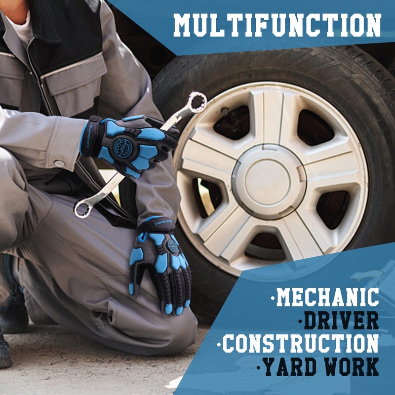 HANDLANDY Anti Vibration Gloves Men Impact Resistant Work Gloves, Padded