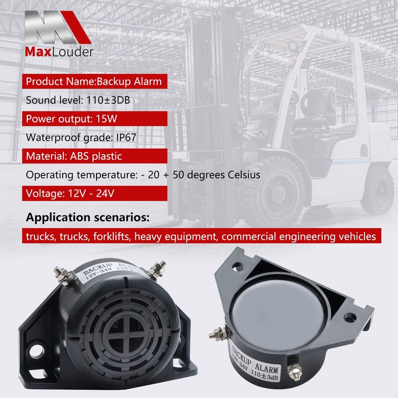 Truck Back-up Alarm 12V /48V 105dB,Heavy-Duty Car Reverse Horn Backup,