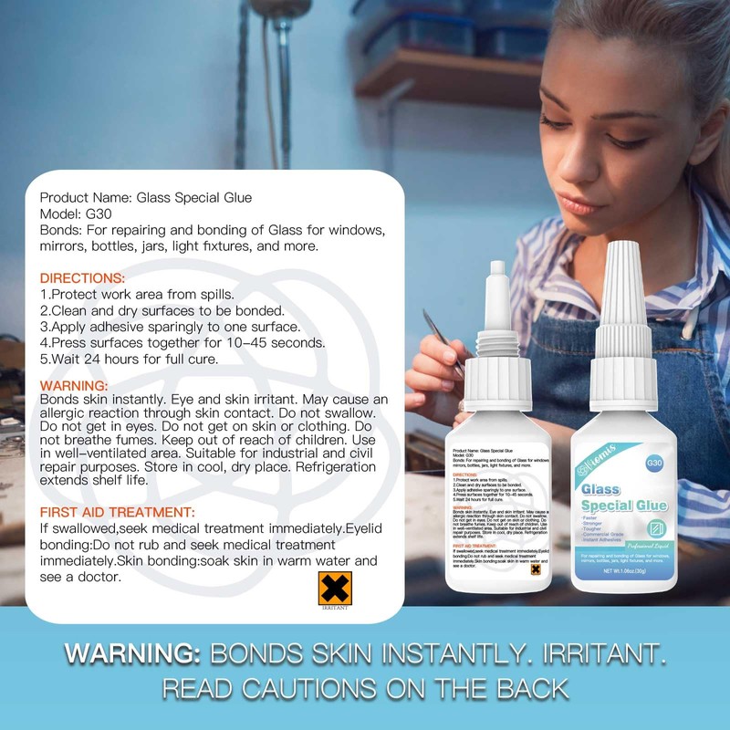 Viomis Glass Glue, 30g, Instant Strong Bond for Glass, Acrylic,