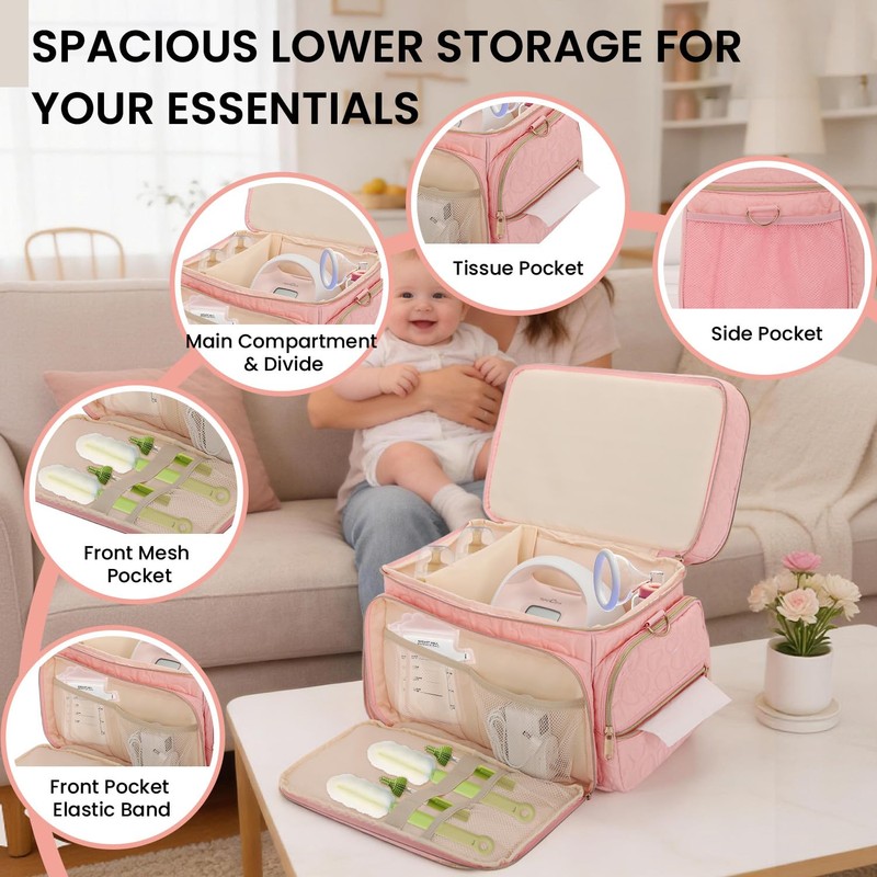 Breast Pump Bag Compatible with Spectra S1/S2, Dual-Layer Carrying Case