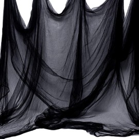 Tela Espeluznante Negra de Halloween, 315 x 80 Pulgadas, Decoraciones de Pared de Gasa Negra,Gasa Elástica,Tela Espeluznante de Malla,Poliéster y Algodón,para Decoración de Fiestas y Casas Encantadas