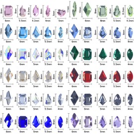 HNUIX Nail Rhinestones - Colorful gems, Multiple Shapes Crystals, Round Flatback Rhinestones for Nails, 1920Pieces Diamonds