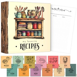 Recipe Book to Write in Your Own Recipes | 12" x 11.5" Recipe Binder 3 Ring | Blank Cookbook with Plastic Sleeves | Recipe Journal with 12 Dividers, Recipe Cards, Conversions Scale | Recipe Organizer