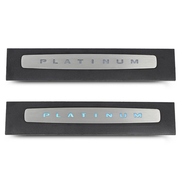 PIT66 LED Illuminated Platinum Door Sill Plate Set Compatible with Ford F250 F350 F450 F550 Super Duty Crew Cab Only 2017-2022 HC3Z-2613208-AA HC3Z-2613209-AA