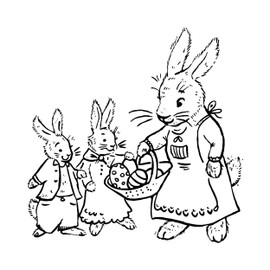 Newstamps Rabbit Family 02 Wooden and Rubber Stamp for Cards and Gifts, Wooden Stamp for Easter, Easter Card, Greeting Card, Scrapbook, Textile Stamp, Decoration, Children