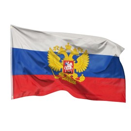 PHENO FLAGS Russia Flag 90 x 150 cm with Eagle - Weatherproof Flag with Brass Eyelets, 100% Polyester, Robust Double Stitching and in Vibrant Colours - Ideal for Flag Lovers
