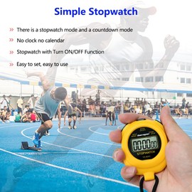 Bairnqner Stopwatch Timer with Countdown, ON/Off Simple Operation No Clock No Date, Digital Stop Watch for Sports, Yellow