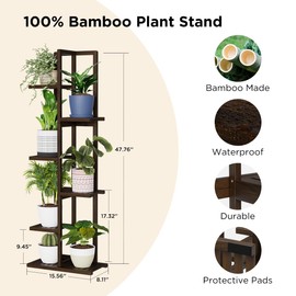 Bamboo Plant Stand Rack - Indoor & Outdoor Plant Stand 6 Tier 7 Potted Multiple Flower Planter Pot Holder Shelf Rack Display for Patio Garden Corner Balcony Living Room