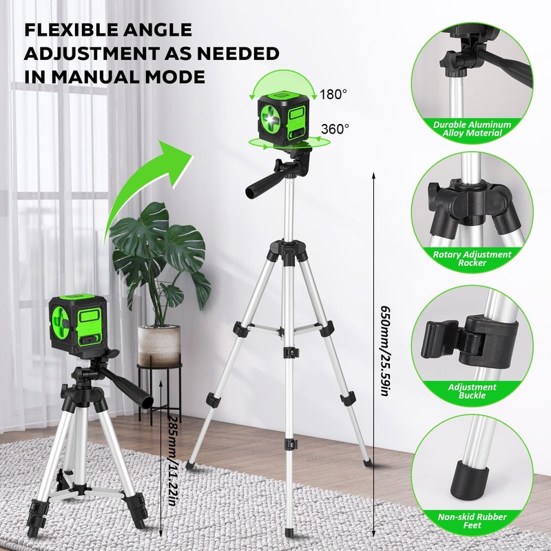 Laser Level with Tripod, Green Laser Self Leveling Cross Line,