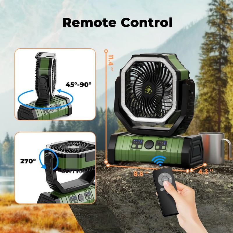 VOSFEEL Camping Fan - 20000mAh Battery Powered Fan Rechargeable with