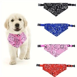 4 Packs of Adjustable Dog Bandannas,Pet Triangle Scarf Bib with Buckle,Triangle Dog Scarf Bandana with Adjustable Buckle,Dog Bandana Dog Collar with,Large Size