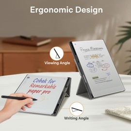 CoBak Case for Remarkable Paper Pro -with Pen Holder, Nibs Storage and Multi-Angle Foldable Stand Feature -Perfect Choice of Remarkable Paper Pro Case with Pen Holder, Gray