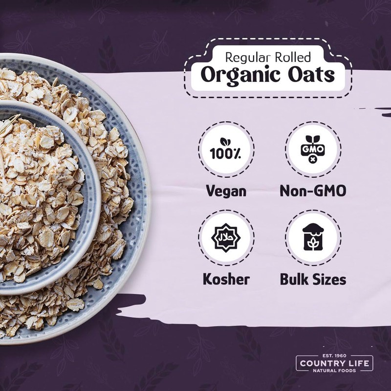 Regular Rolled Oats, Organic, Bulk, Oatmeal, Breakfast Food, Non-Gmo, High
