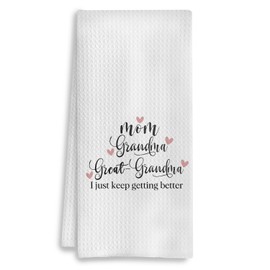 COWEB Great Grandma Gifts Kitchen Towels, Best Great Grandma Hand Towels for Bathroom Decor, GG Baby Announcement Dish Tea Towels for Kitchen Decor, 16x24 Inch