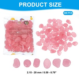 PATIKIL Glowing Stones, 300 Pcs Glow in The Dark Rocks for Indoor Outdoor Fish Tank Decorations Garden Yard Landscaping Gifts for Friends, Pink