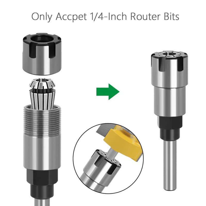 Bestgle 1/4" Shank Router Collet Extension Rod Chuck Holder Extender