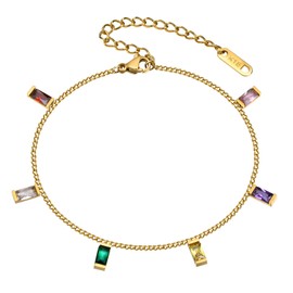 MPRAINBOW Dainty Cubic Zirconia Gold Bracelets - Adjustable 14K Gold Layered Chain Bracelet ,Wedding Party Christmas Valentine's Day Birthday Gifts Her Girlfriend Sister Daughter Friends, 8.6 inches,