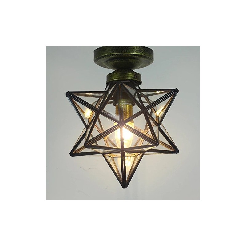 Clear Glass Star Flush Mount Moravian 8'' Star Ceiling Light